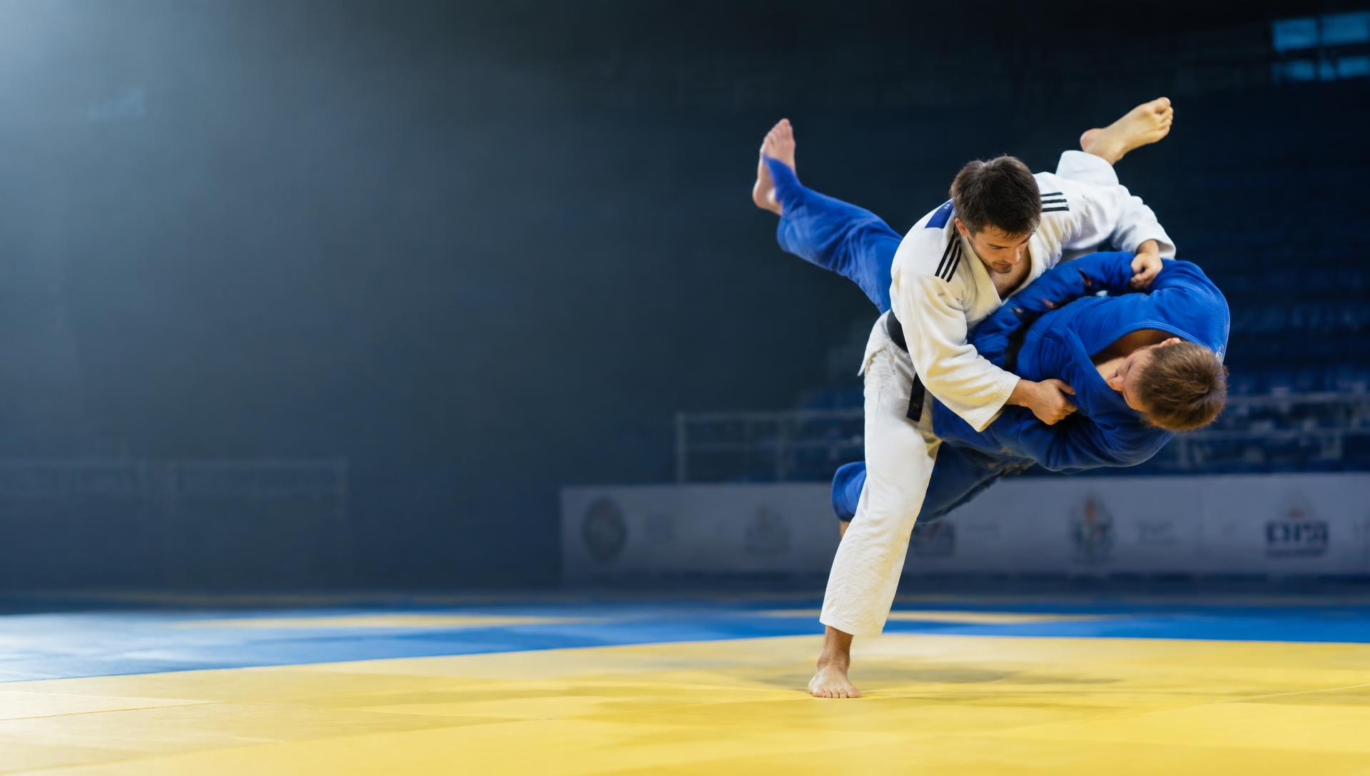 Judoka's tijdens een worp